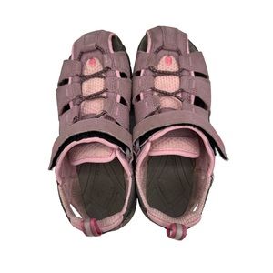 Teva Kids Youth Girls Hiking Sandals Shoes Size 2 Pink and grey